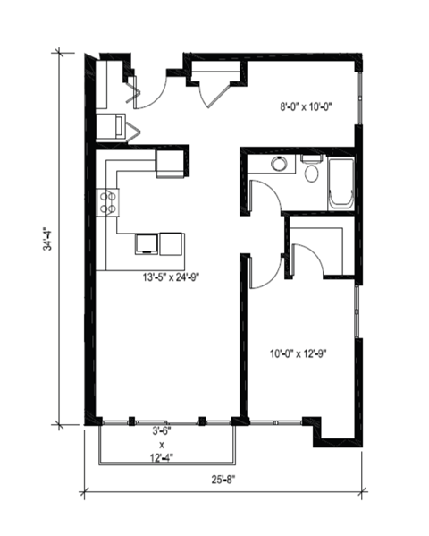 A black and white image of a floor plan with dimensions.